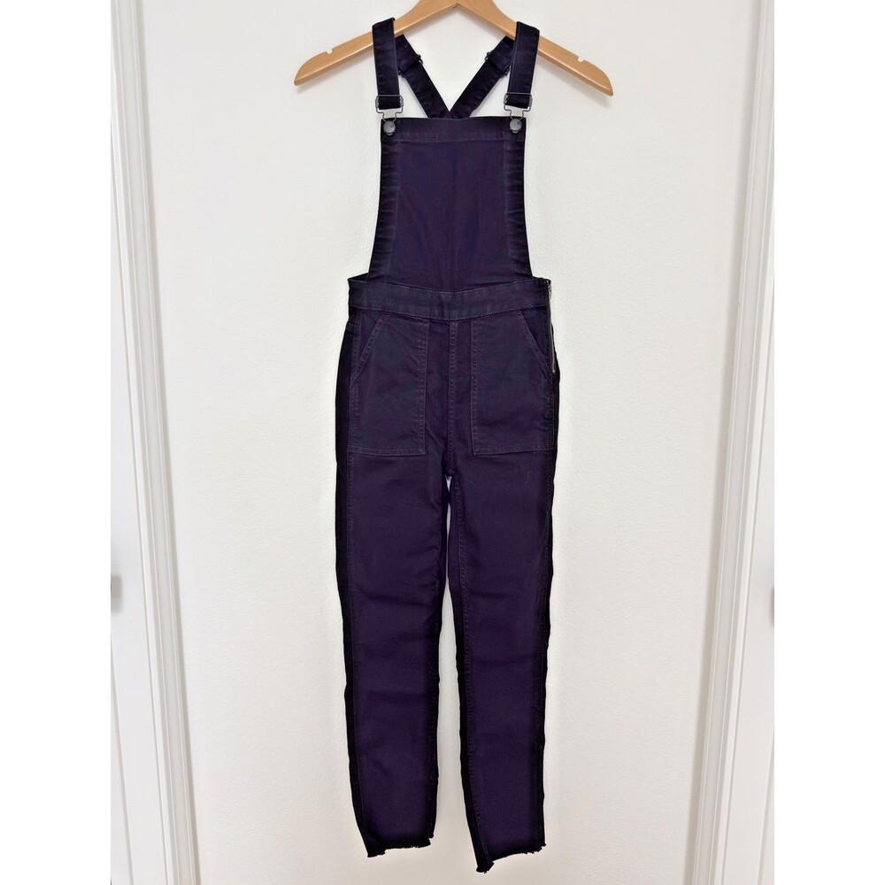 Madewell Black Denim Overalls XS Raw Hem Side Zip High Rise Denim Jumpsuit Work
